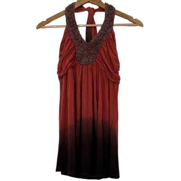 Sundance Boho Chic Halter Neck Beaded Crochet Ombre Summer Tank Top Size Medium - Picture 1 of 9